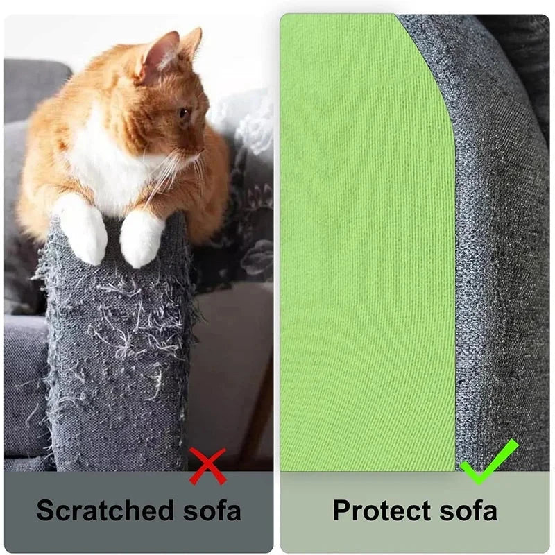 Sofá arañado por el gato frente al mismo sofá con el protector puesto