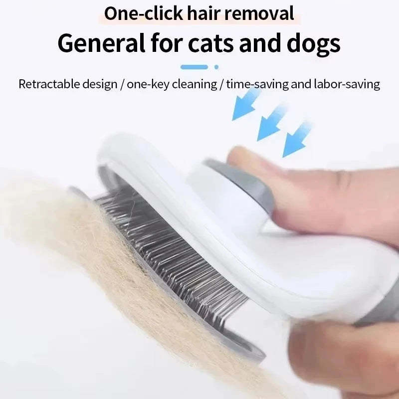 Cepillo autolimpiante para perros y gatos en color azul