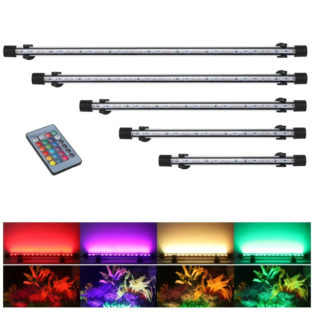 Los distintos tamaños de barra LED con el mando a distancia y sus colores