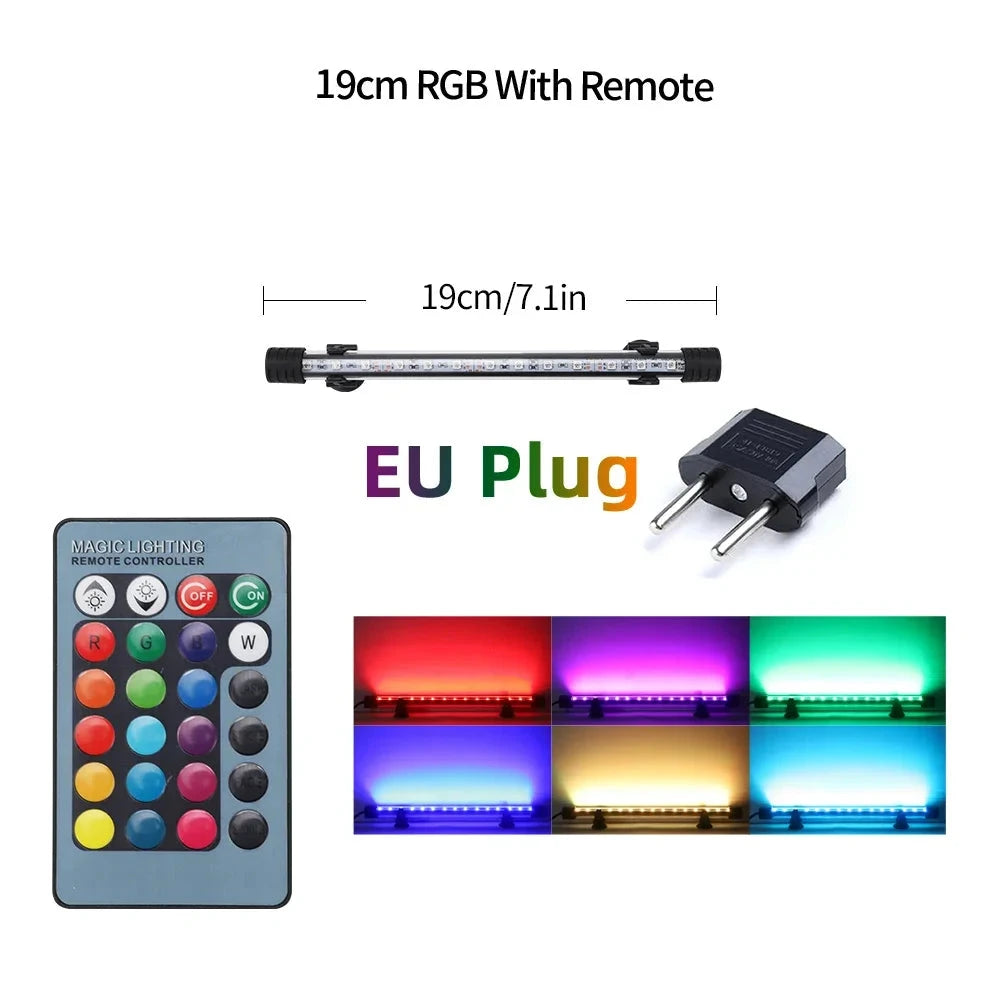 Barra LED RGB de 19 cm con mando a distancia y enchufe europeo