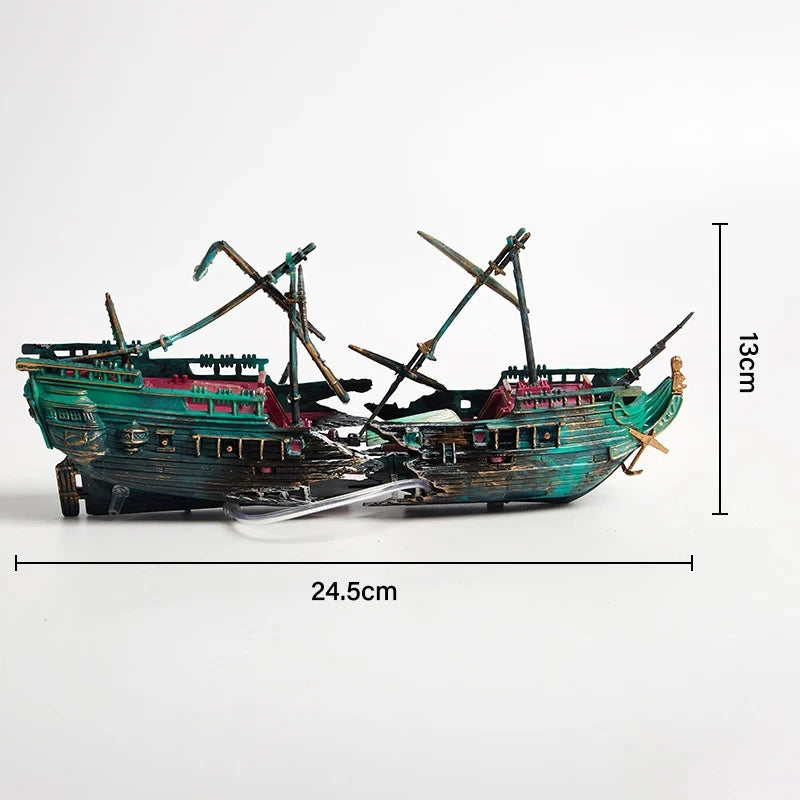 Barco hundido decorativo de 24,5 cm de largo y 13 cm de alto