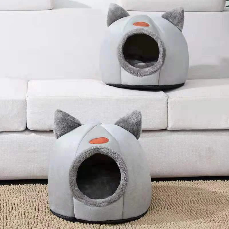 Los dos colores disponibles de la cama cueva: gris claro y gris oscuro