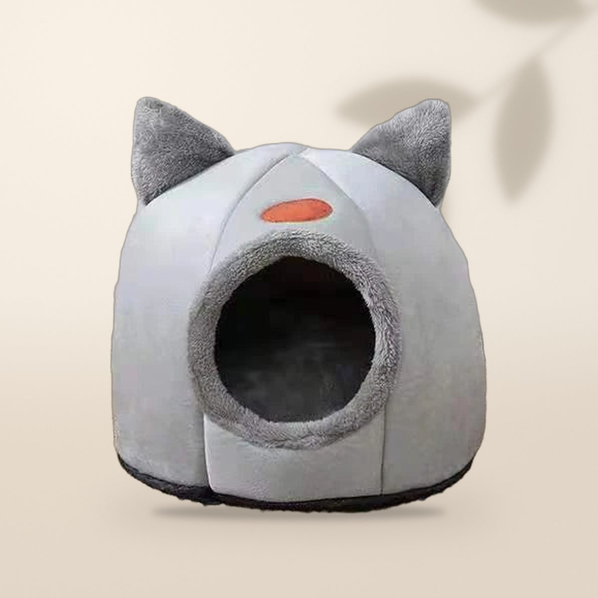 Cama iglú con orejas de gato, gris claro