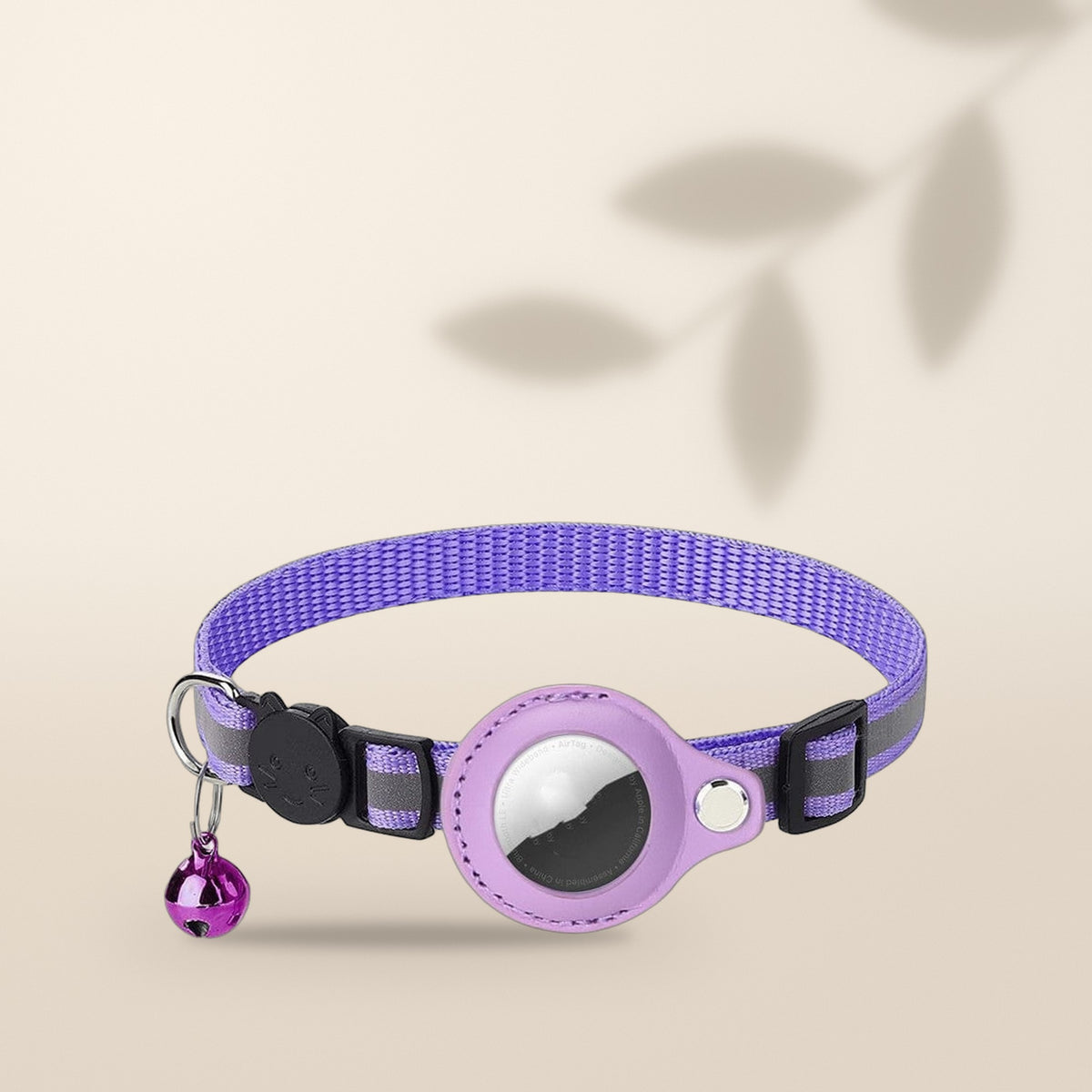 Collar para gatos con soporte AirTag, color morado