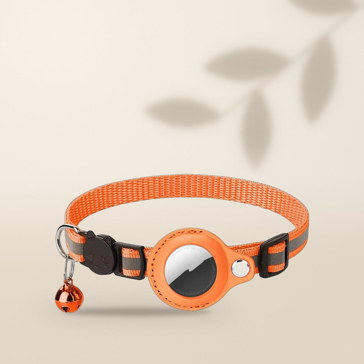 Collar para gatos con soporte AirTag, color naranja