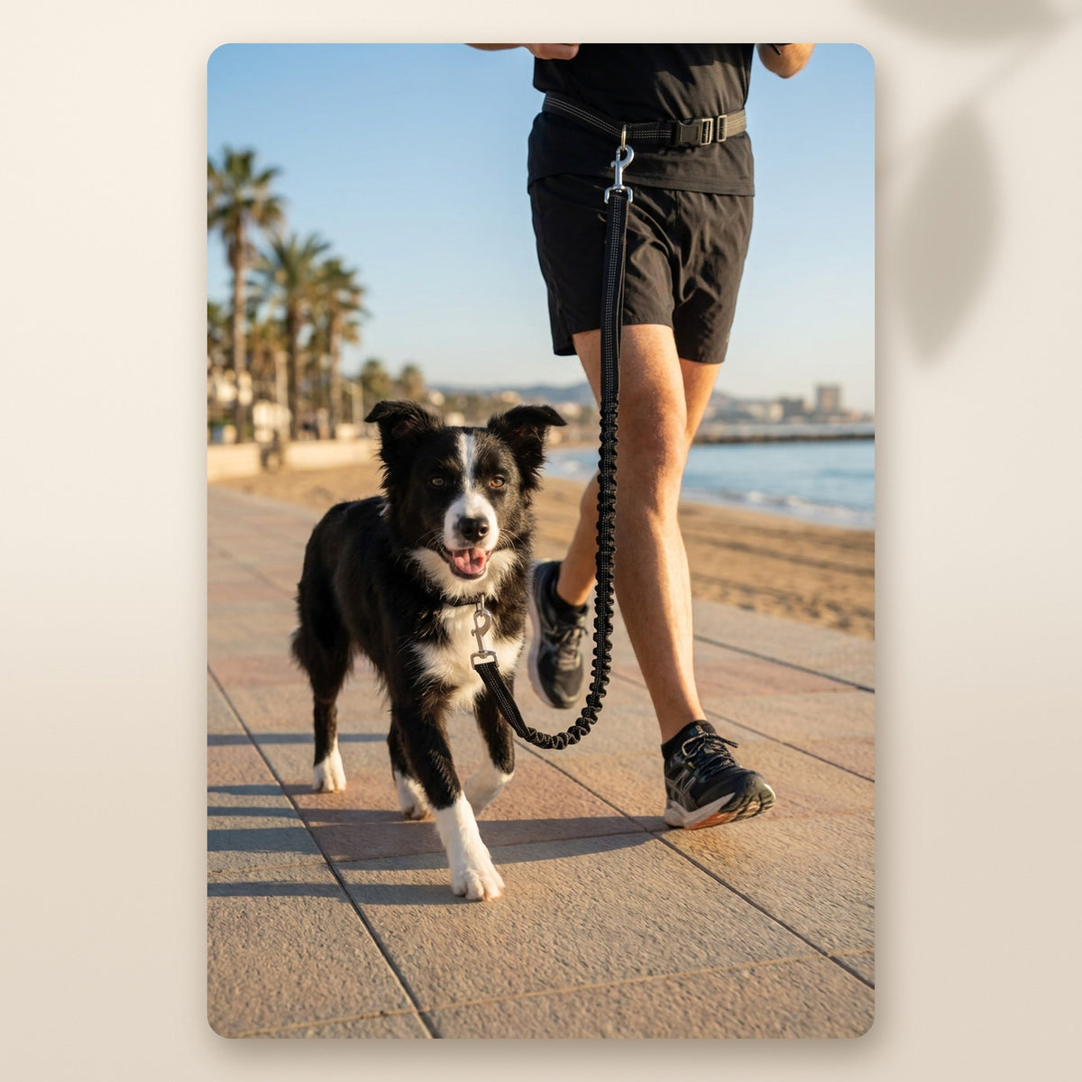 Corriendo con un border collie y la correa manos libres AMIKART