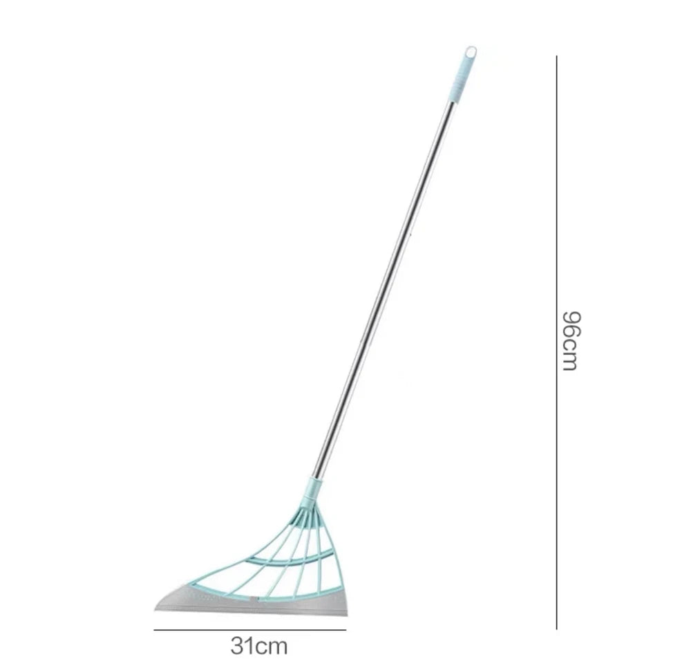 Escoba de goma verde: 96 cm de alto y cabezal de 31 cm