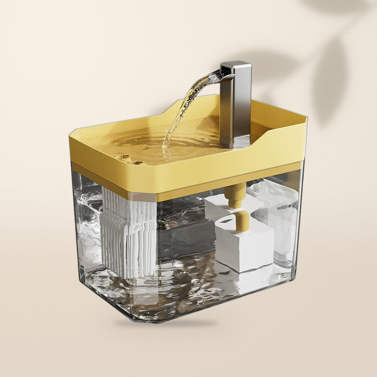 Fuente de agua para gatos tipo grifo, color amarillo