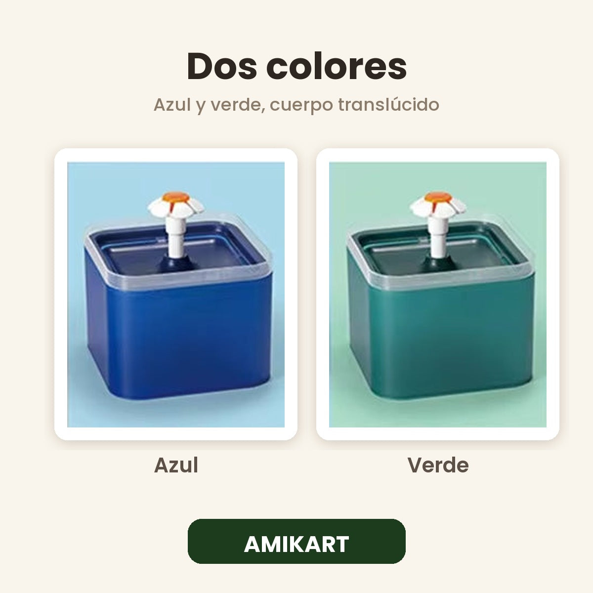 Los dos colores disponibles: azul y verde
