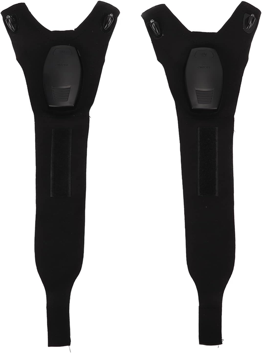 Par de guantes LED recargables sin dedos vistos de frente, con el botón en el dorso