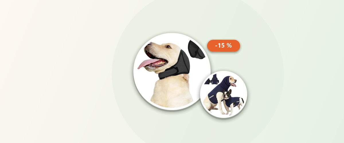 Pack Antirruido con un 15 por ciento de descuento: orejeras y chaleco antiestrés para perros