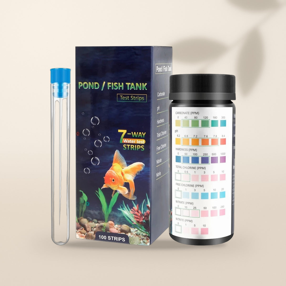 Kit de análisis de agua para acuario con tiras y tubo de prueba