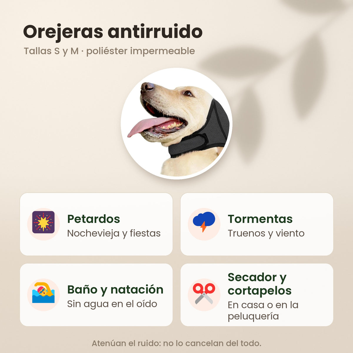 Orejeras antirruido para perros: petardos, tormentas, baño y natación, secador y cortapelos