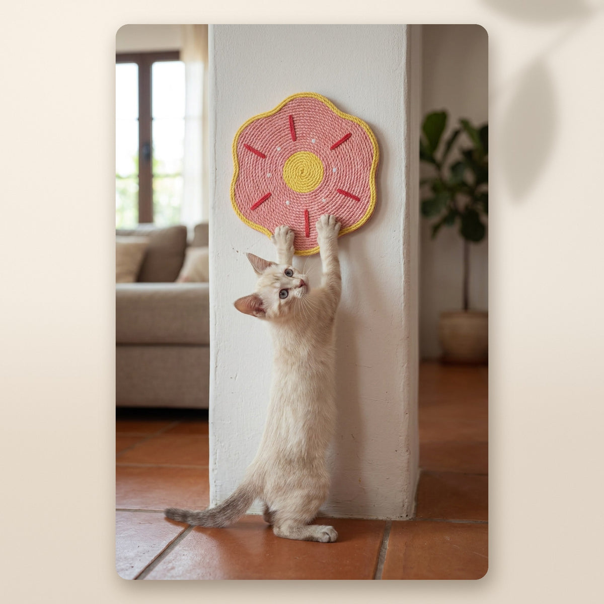 AMIKART Rascador de Pared con Forma de Flor - Autoadhesivo, para que tu Gato Deje en Paz el Sofá