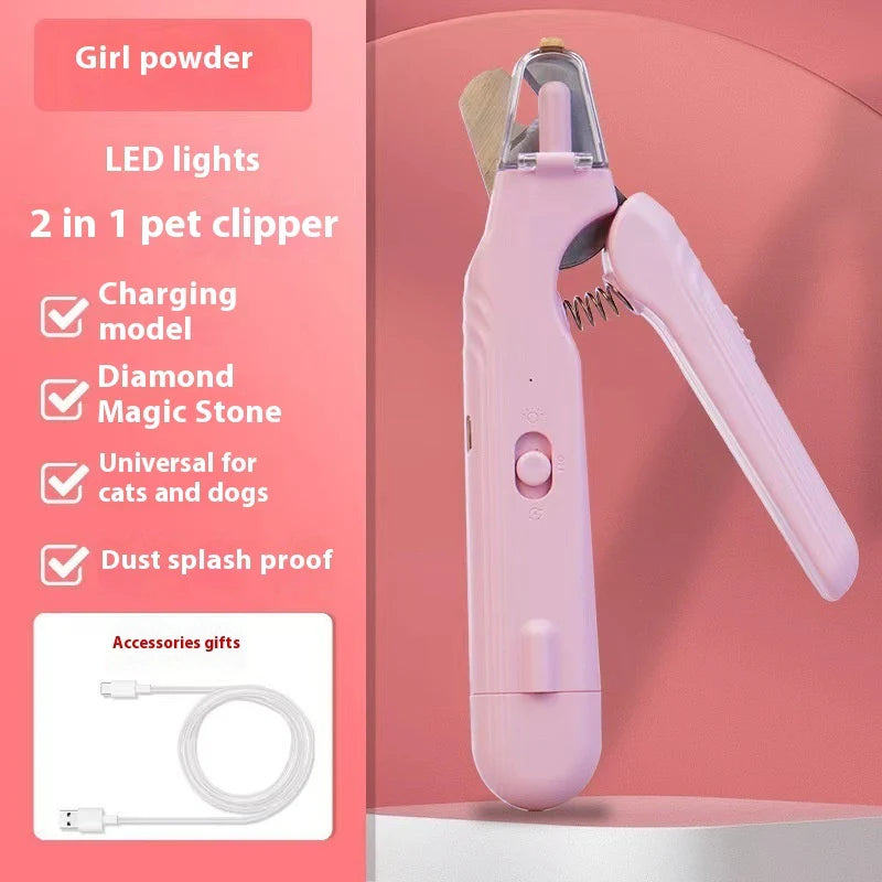 Cortauñas 2 en 1 en rosa con luz LED