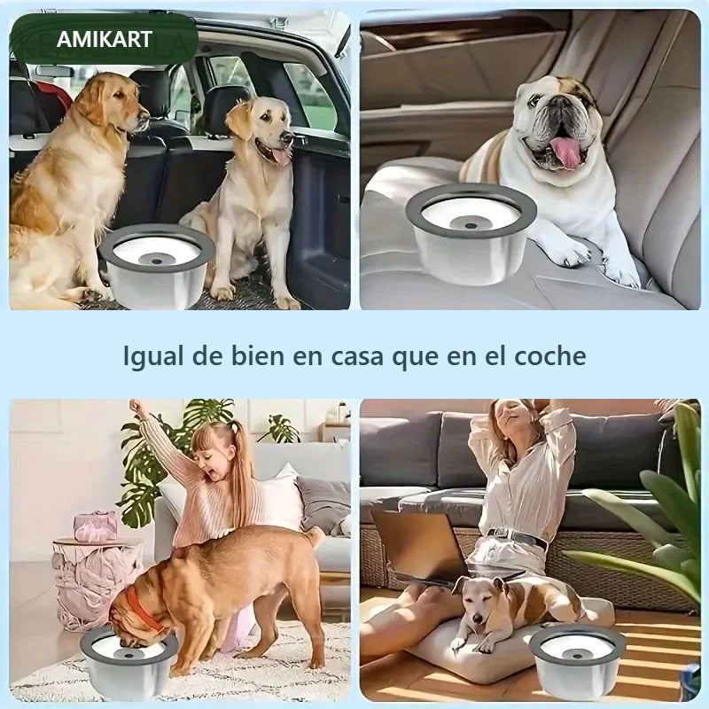 El bebedero funciona igual de bien en casa que en el coche