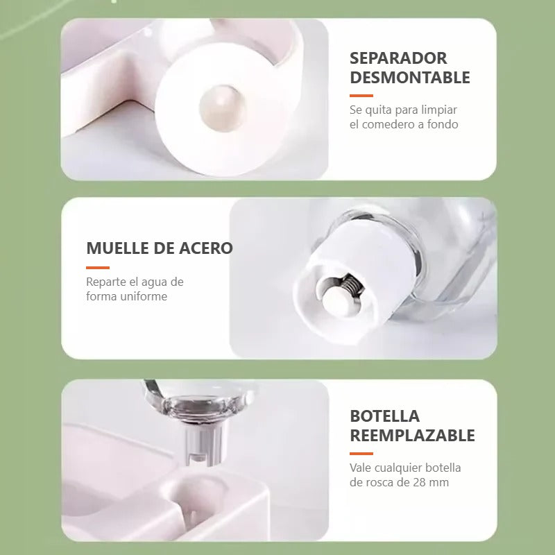 Separador desmontable, muelle de acero y botella reemplazable de rosca de 28 mm