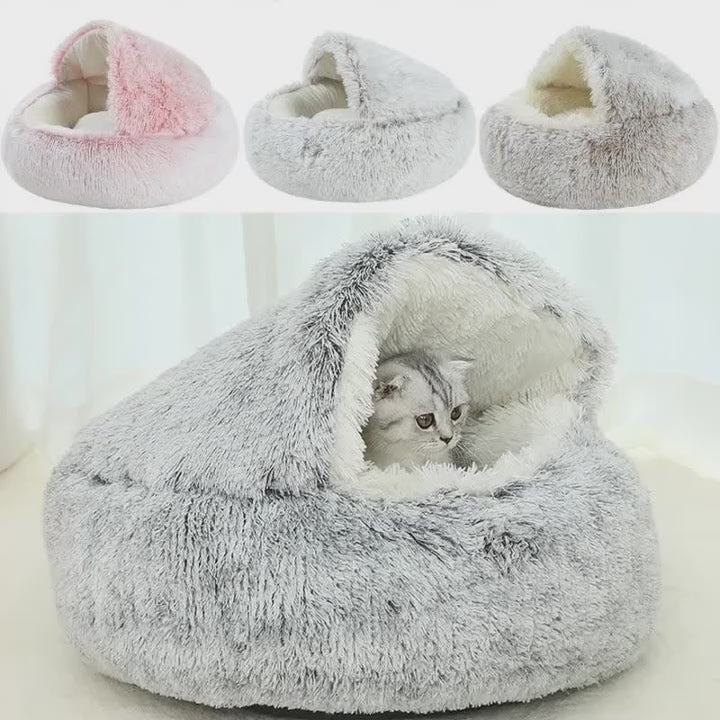 Cama cueva de peluche 2 en 1 con gatos dentro